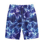 Blue And Purple Lightning Print Cotton Shorts