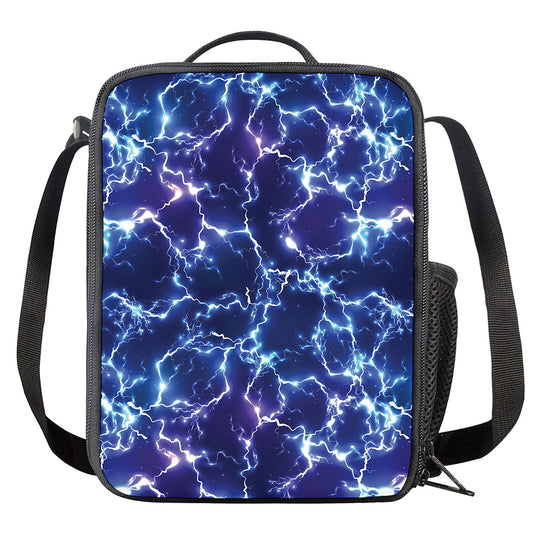 Blue And Purple Lightning Print Crossbody Lunch Bag
