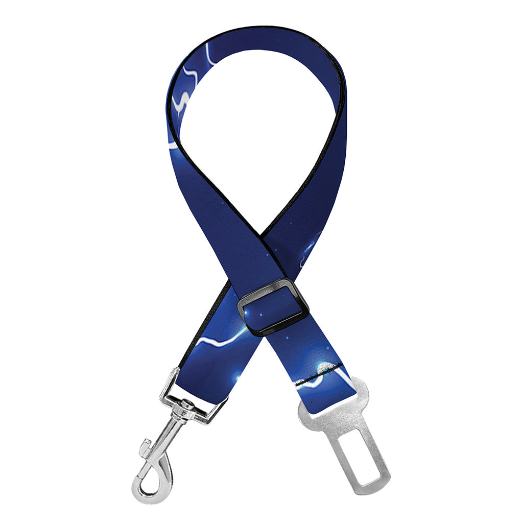 Blue And Purple Lightning Print Dog Seat Belt