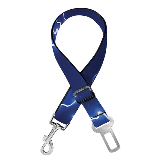 Blue And Purple Lightning Print Dog Seat Belt