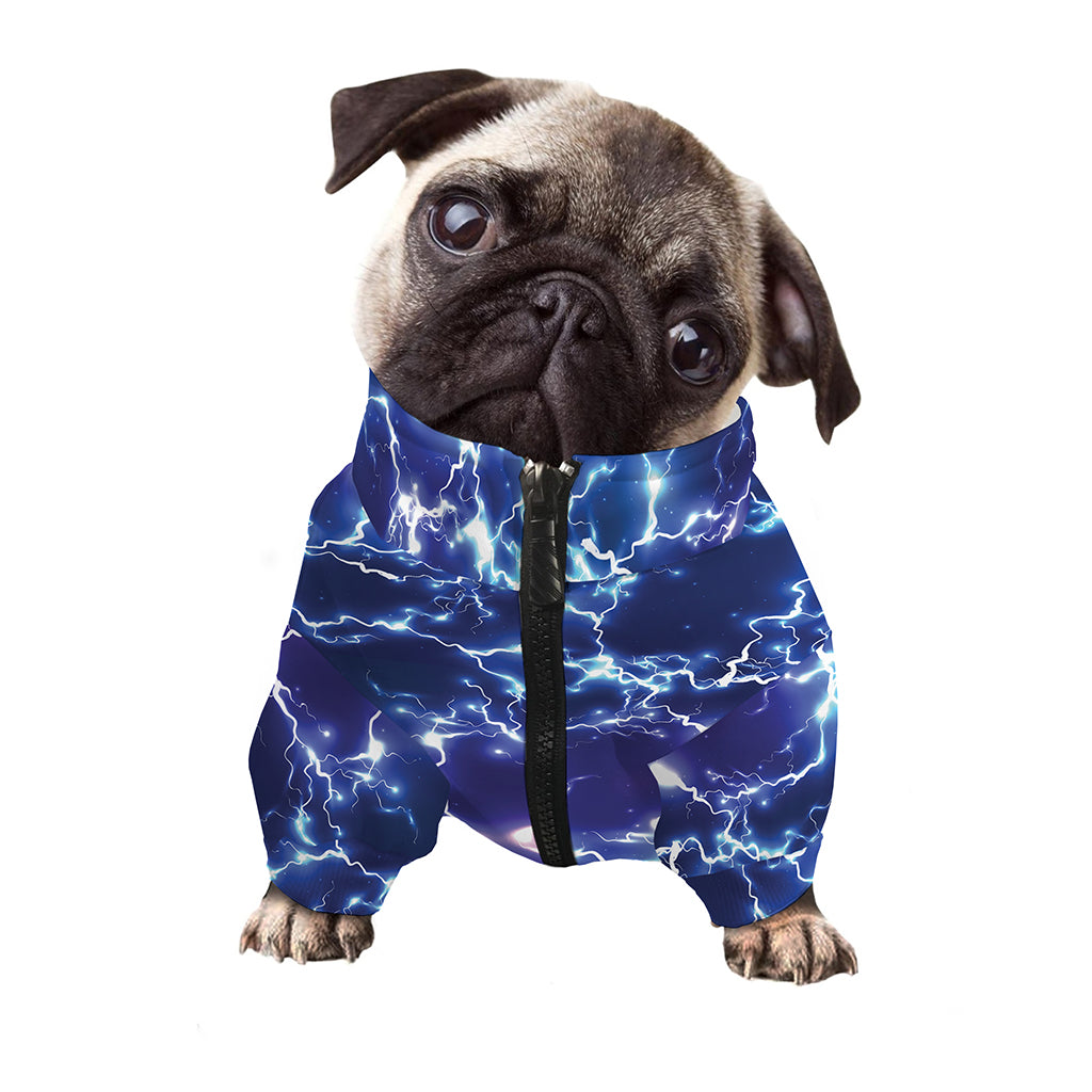 Blue And Purple Lightning Print Dog Zip Up Jacket