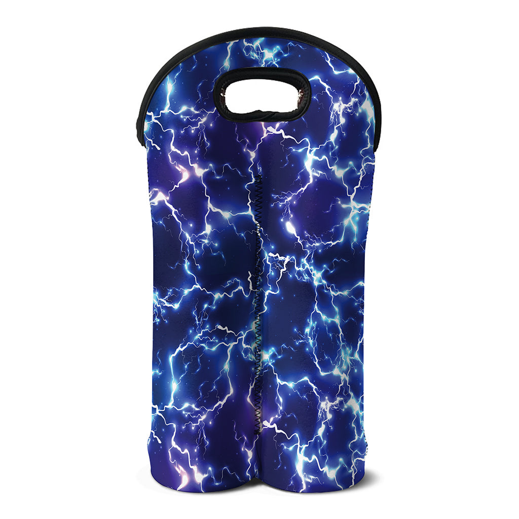 Blue And Purple Lightning Print Double Neoprene Wine Tote