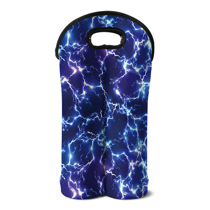 Blue And Purple Lightning Print Double Neoprene Wine Tote