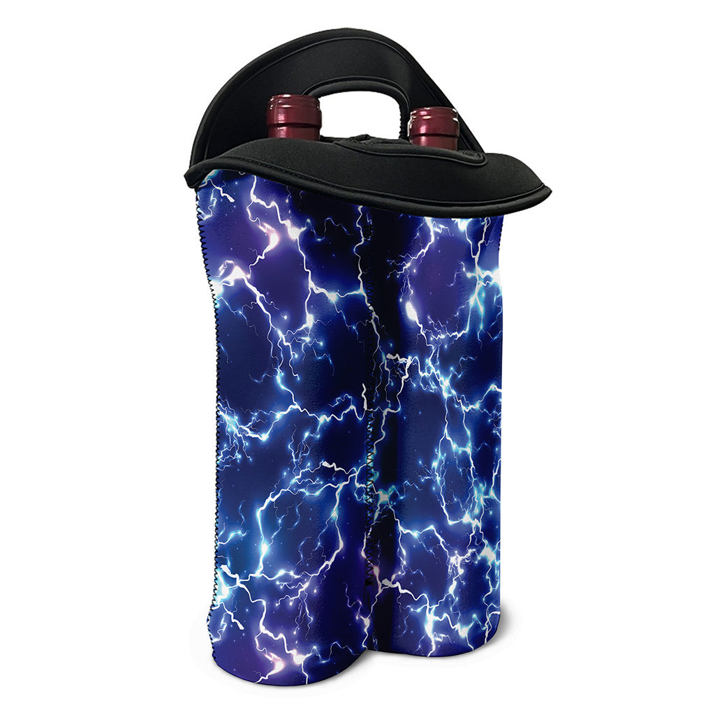 Blue And Purple Lightning Print Double Neoprene Wine Tote