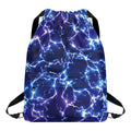 Blue And Purple Lightning Print Drawstring Backpack