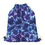 Blue And Purple Lightning Print Drawstring Bag