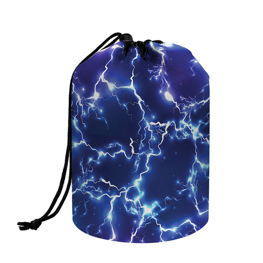 Blue And Purple Lightning Print Drawstring Makeup Bag