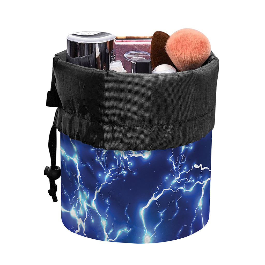 Blue And Purple Lightning Print Drawstring Makeup Bag