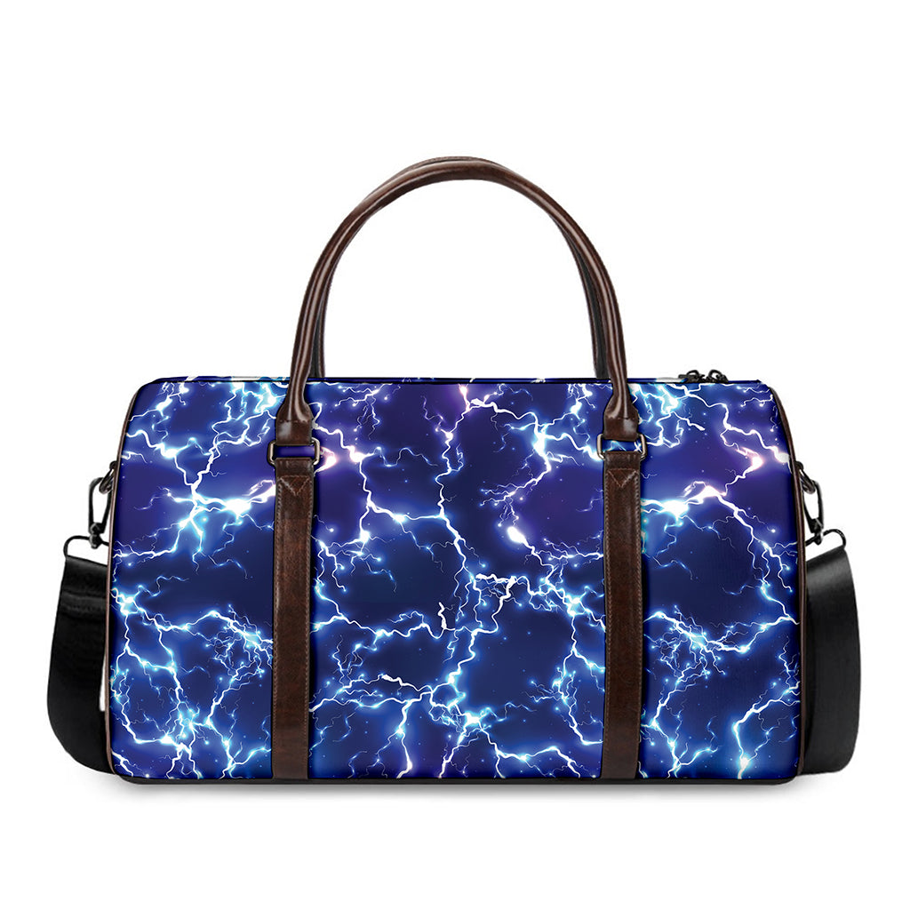 Blue And Purple Lightning Print Duffle Bag