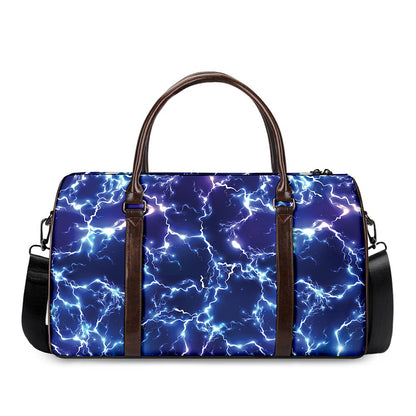 Blue And Purple Lightning Print Duffle Bag