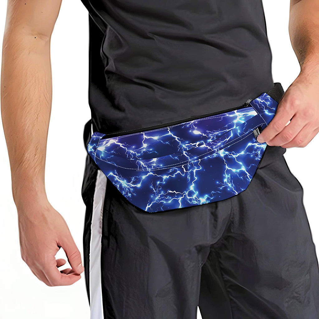 Blue And Purple Lightning Print Fanny Pack