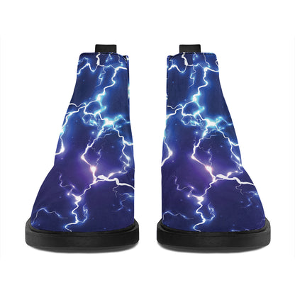 Blue And Purple Lightning Print Flat Ankle Boots