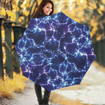 Blue And Purple Lightning Print Foldable Umbrella