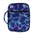 Blue And Purple Lightning Print Front Pocket Bible Bag