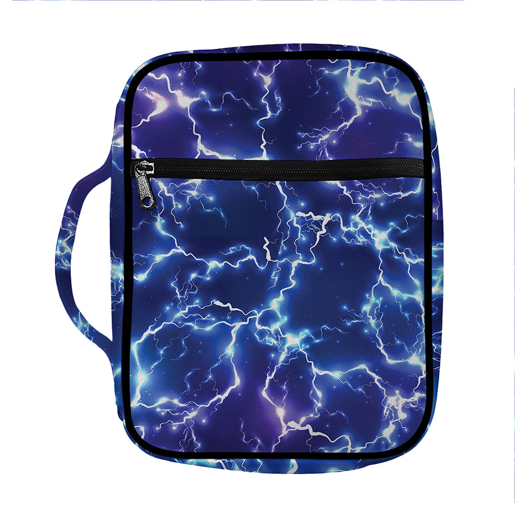 Blue And Purple Lightning Print Front Pocket Bible Bag