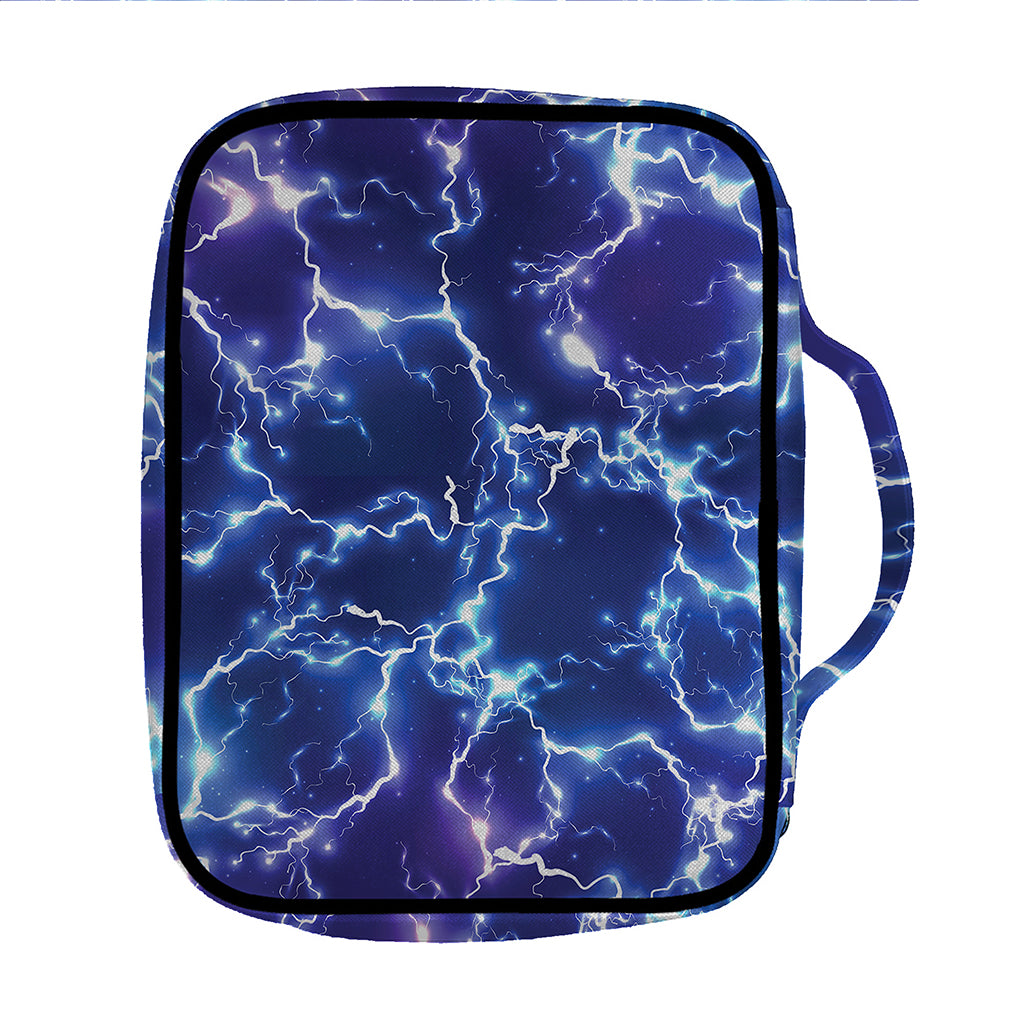 Blue And Purple Lightning Print Front Pocket Bible Bag