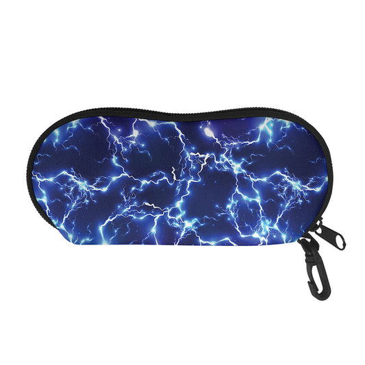 Blue And Purple Lightning Print Glasses Case