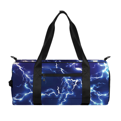 Blue And Purple Lightning Print Gym Bag