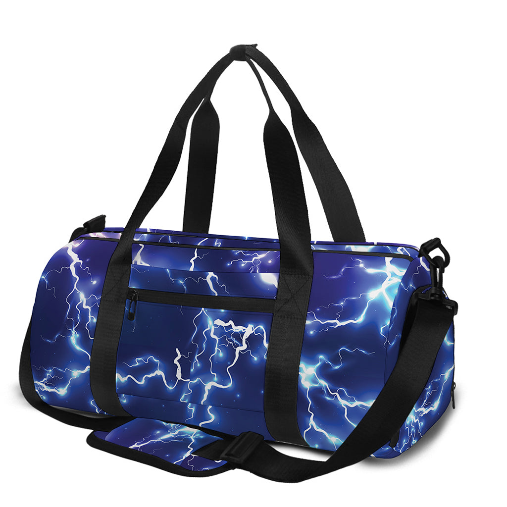 Blue And Purple Lightning Print Gym Bag