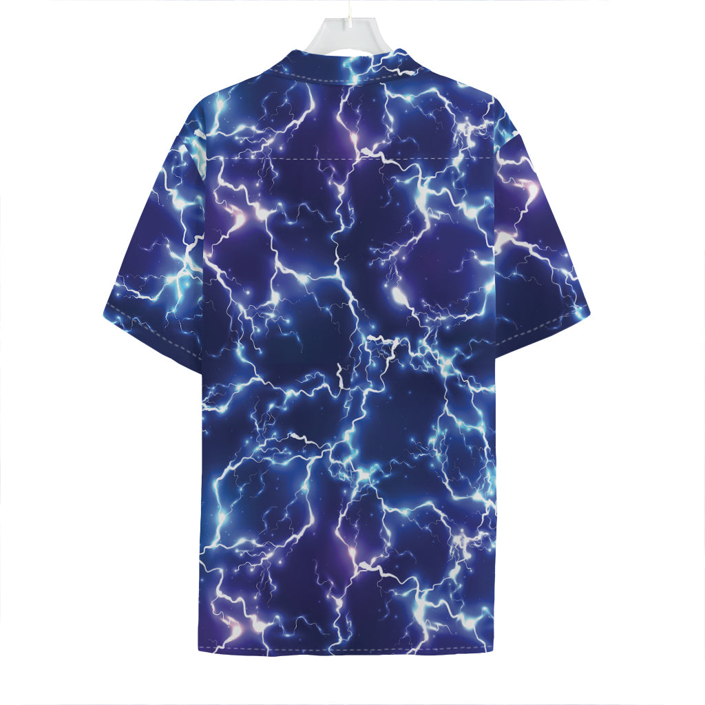 Blue And Purple Lightning Print Hawaiian Shirt