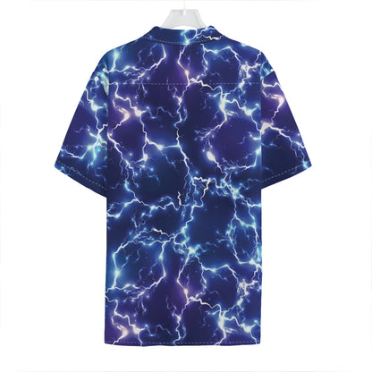 Blue And Purple Lightning Print Hawaiian Shirt