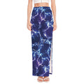 Blue And Purple Lightning Print High Slit Maxi Skirt