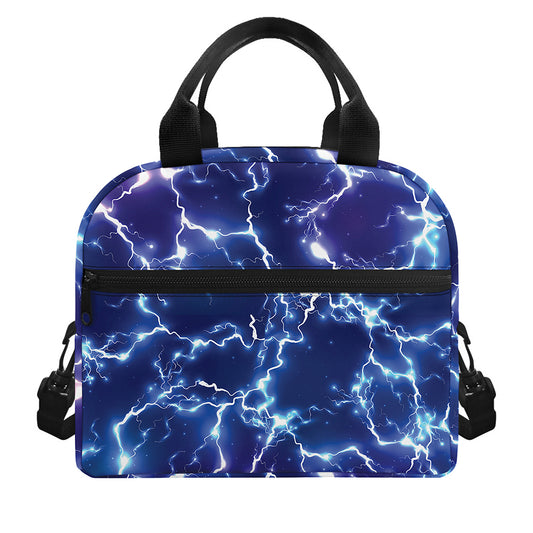 Blue And Purple Lightning Print Insulated Lunch Bag