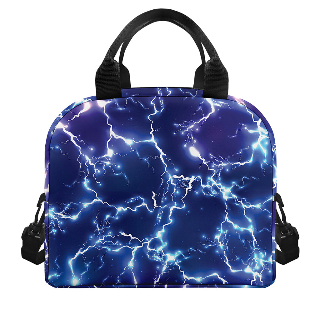 Blue And Purple Lightning Print Insulated Lunch Bag
