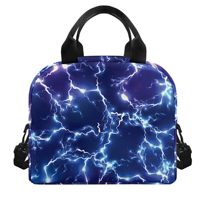 Blue And Purple Lightning Print Insulated Lunch Bag