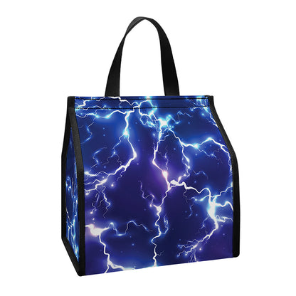 Blue And Purple Lightning Print Insulated Lunch Tote