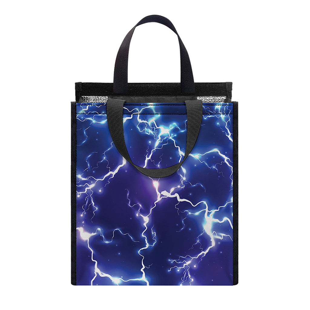 Blue And Purple Lightning Print Insulated Lunch Tote