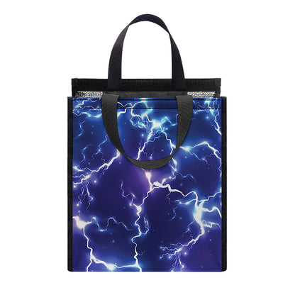 Blue And Purple Lightning Print Insulated Lunch Tote