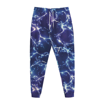 Blue And Purple Lightning Print Jogger Pants