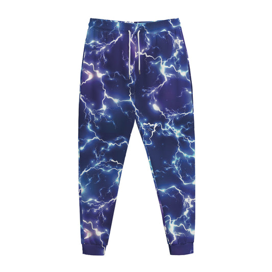 Blue And Purple Lightning Print Jogger Pants