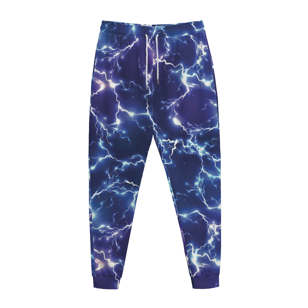Blue And Purple Lightning Print Jogger Pants