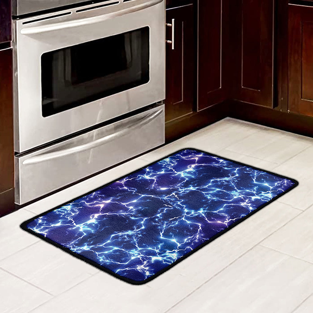 Blue And Purple Lightning Print Kitchen Mat