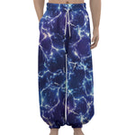 Blue And Purple Lightning Print Lantern Pants