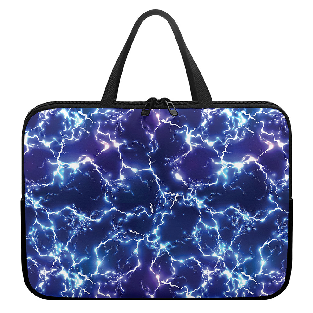 Blue And Purple Lightning Print Laptop Sleeve With Handle