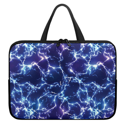 Blue And Purple Lightning Print Laptop Sleeve With Handle