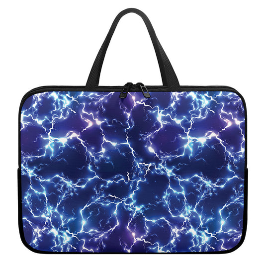 Blue And Purple Lightning Print Laptop Sleeve With Handle