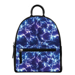 Blue And Purple Lightning Print Leather Backpack