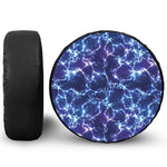 Blue And Purple Lightning Print Leather Spare Tire Cover
