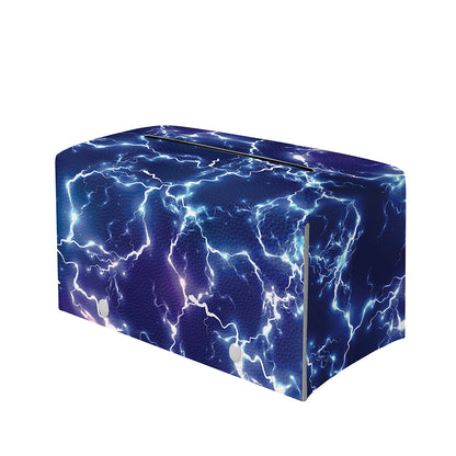 Blue And Purple Lightning Print Leather Tissue Box Cover