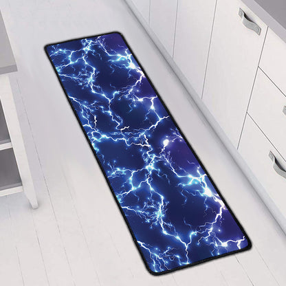 Blue And Purple Lightning Print Long Kitchen Mat