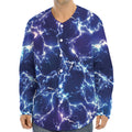 Blue And Purple Lightning Print Long Sleeve Baseball Jersey