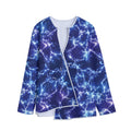 Blue And Purple Lightning Print Long Sleeve Short Coat