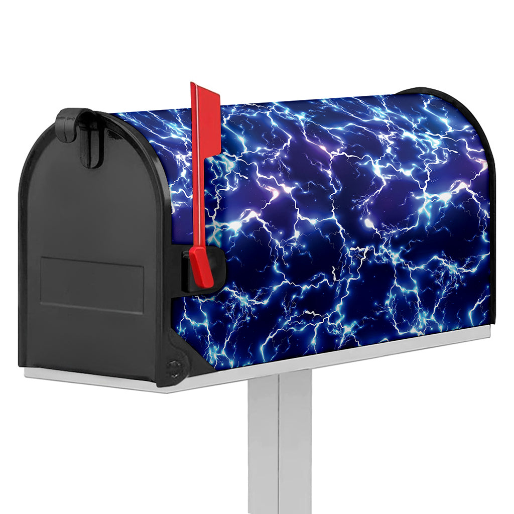 Blue And Purple Lightning Print Mailbox Cover