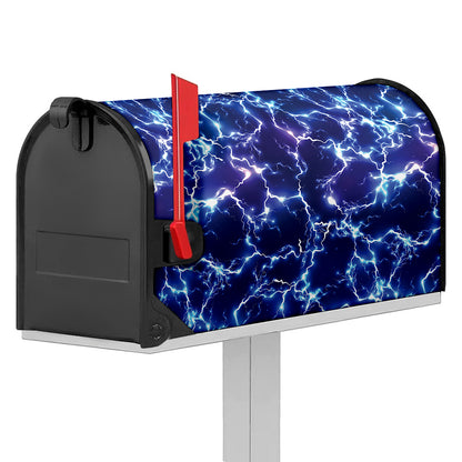 Blue And Purple Lightning Print Mailbox Cover
