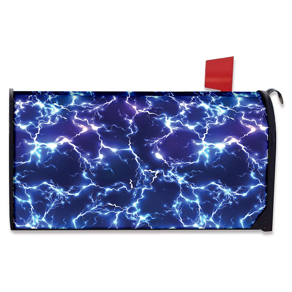 Blue And Purple Lightning Print Mailbox Cover