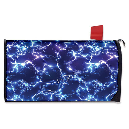 Blue And Purple Lightning Print Mailbox Cover